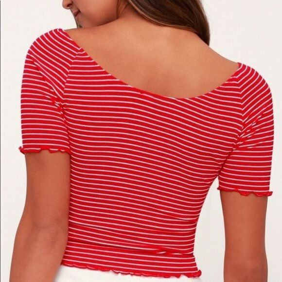 Lulu’s V Neck Striped Crop Top Size S - Picture 7 of 12
